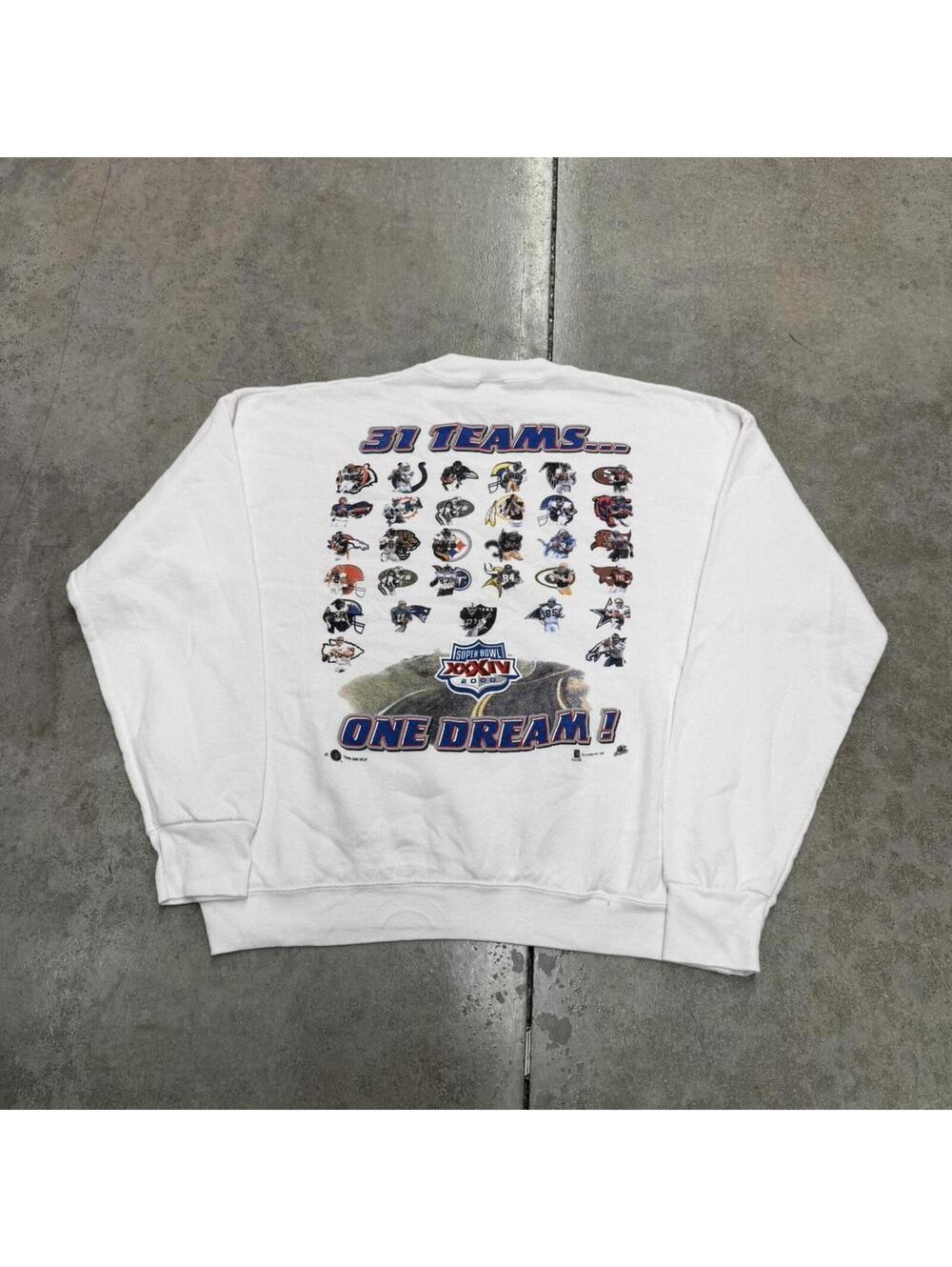 vintage nfl teams white super bowl one dream crewneck size large